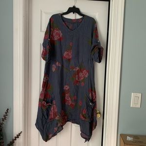 Long Linen Floral Dress